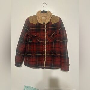 Altar’d State (size M) fuzzy red plaid jacket